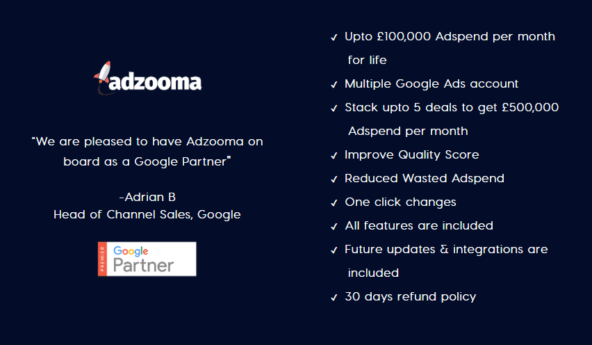 Optimize Google Ads and save with Adzooma lifetime deal 4 Adzooma lifetime deal features & limits