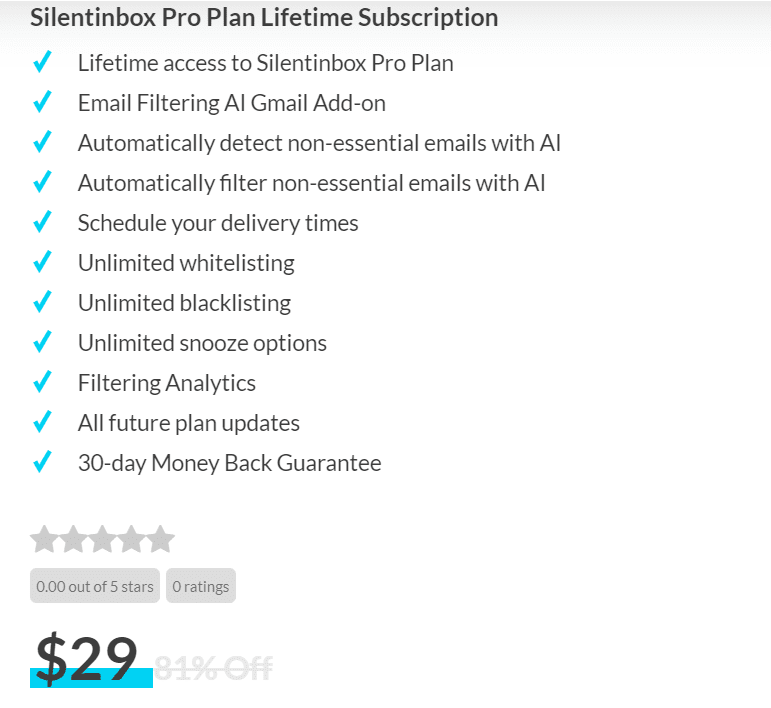 Silentinbox Lifetime Deal: Read Unimportant Emails and News Letters On Your Own Time 6 SilentInbox Dealify Price