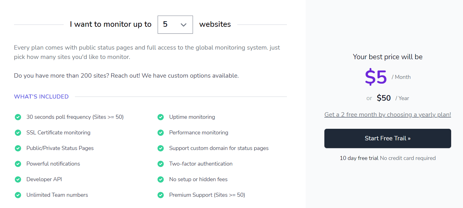 StatusPing Lifetime Deal: Website Monitoring Tool 7 statusping price
