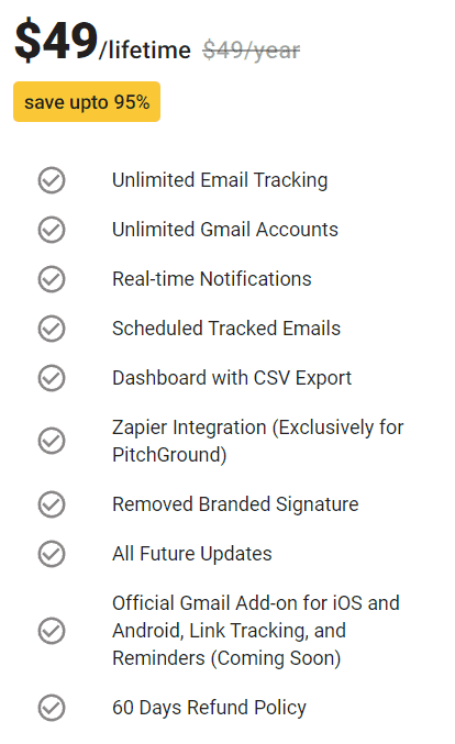 Doubletick Lifetime Deal: Unlimited Email Tracker For Gmail & G-Suite 4 Doubletick pitchground price