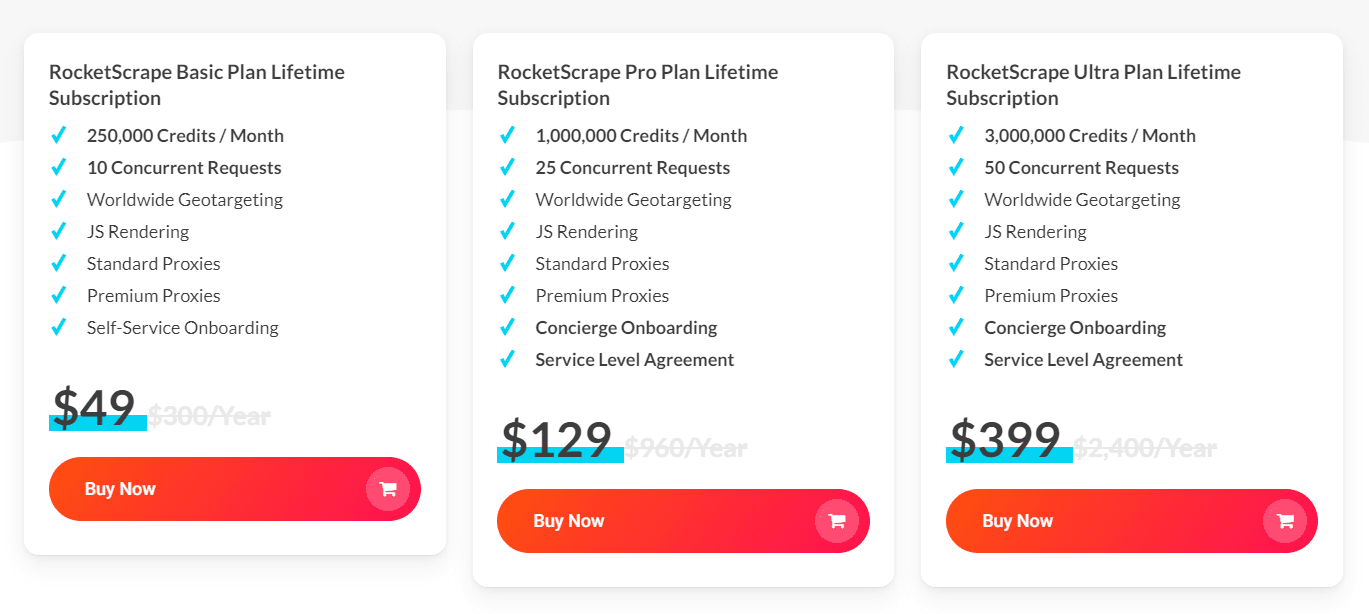 RocketScrape Lifetime Deal: Fast and reliable API for Web Scraping 7 RocketScrape Dealify Price