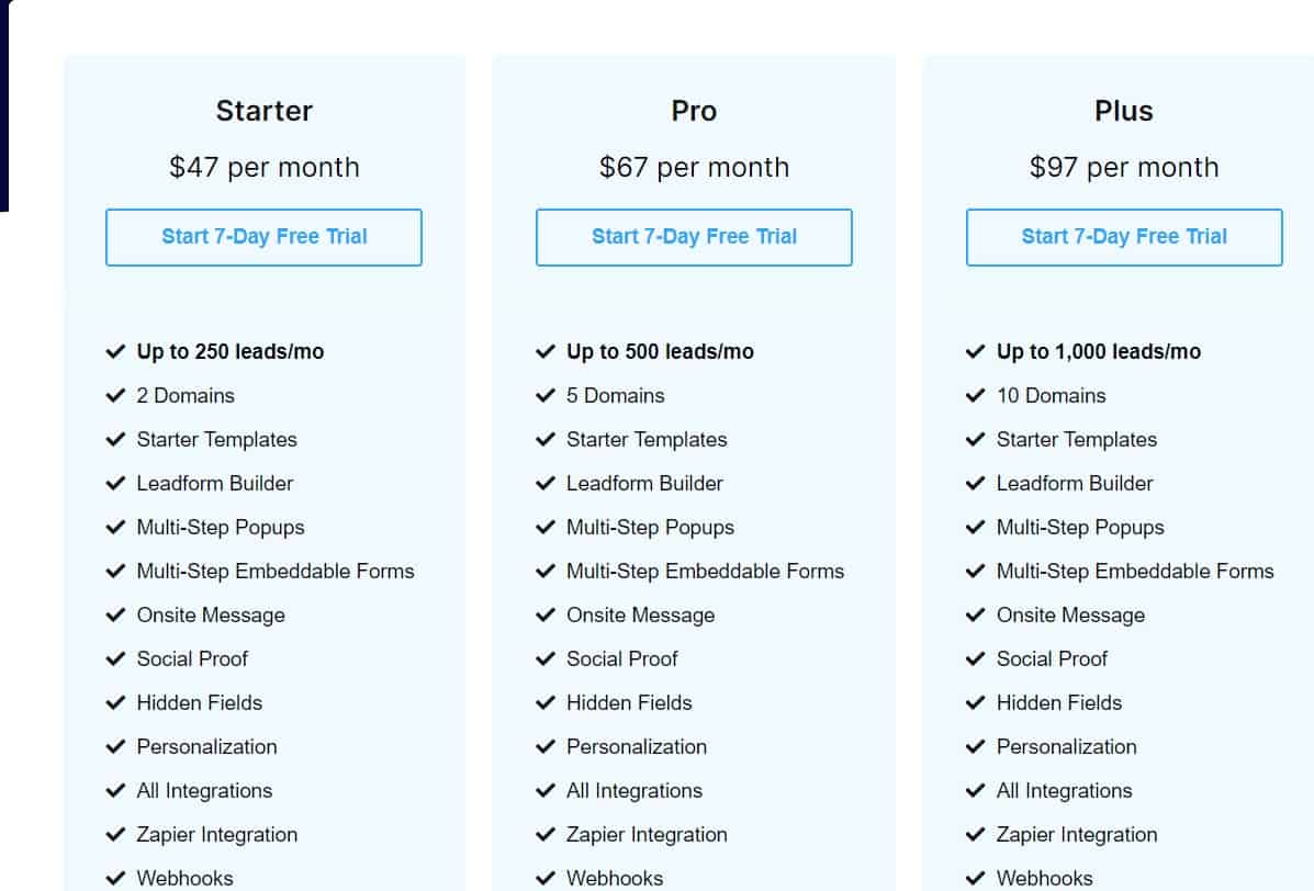 Getleadforms Price 
