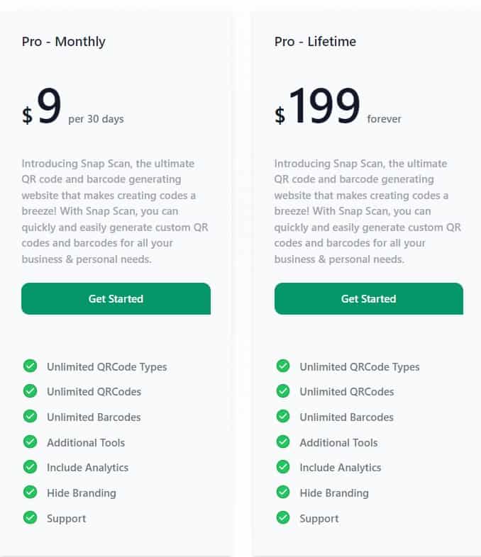 Snap scan Regular pricing