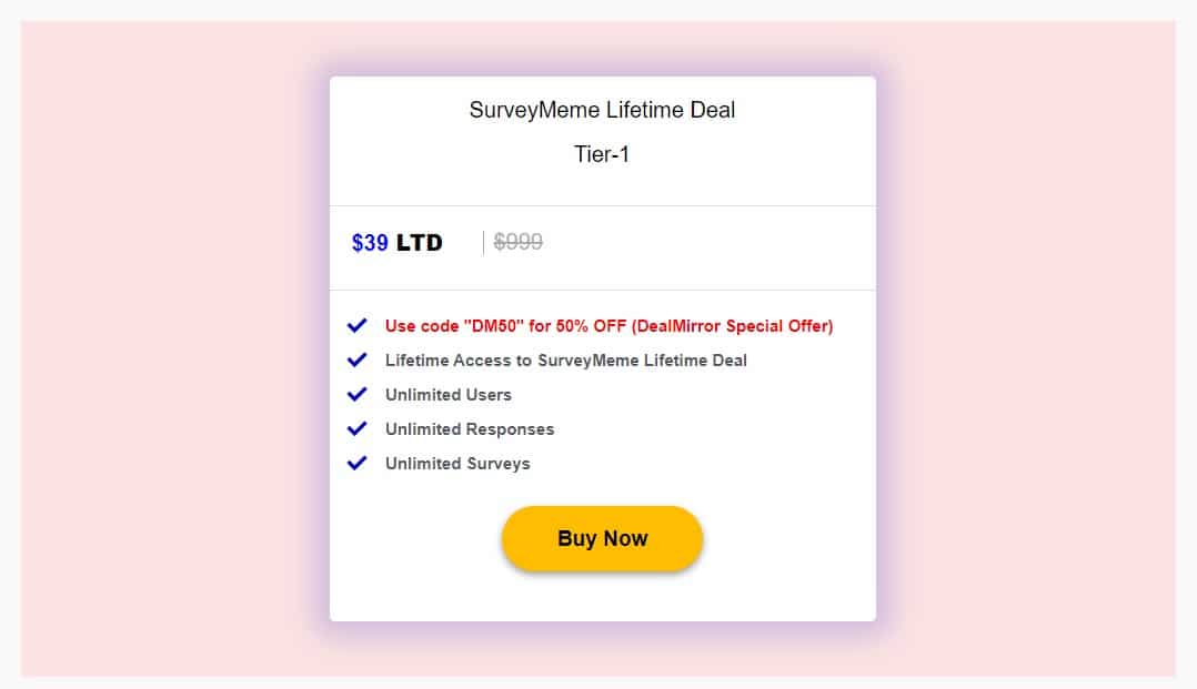 surveymeme dealmirror price