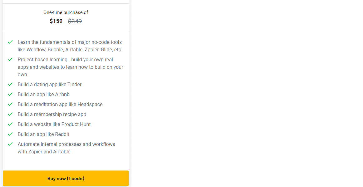 no code mba appsumo price 