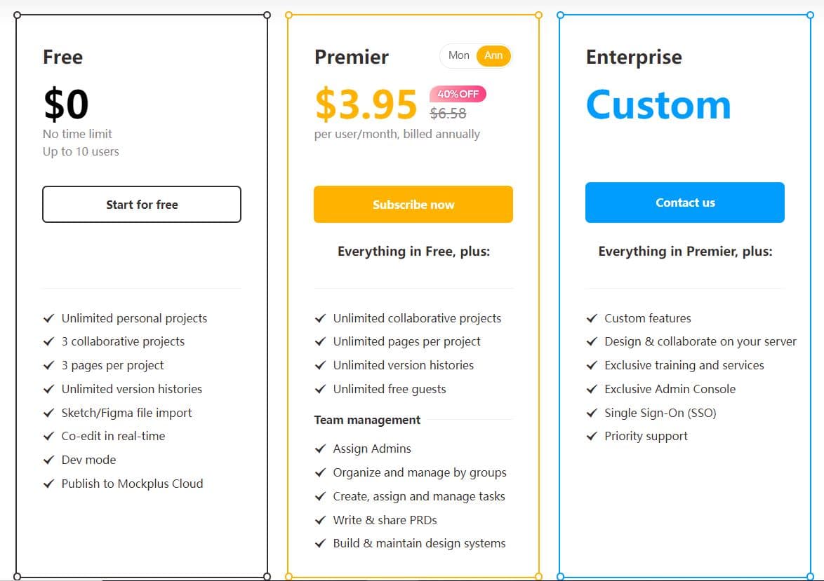Mockplus DT regular pricing