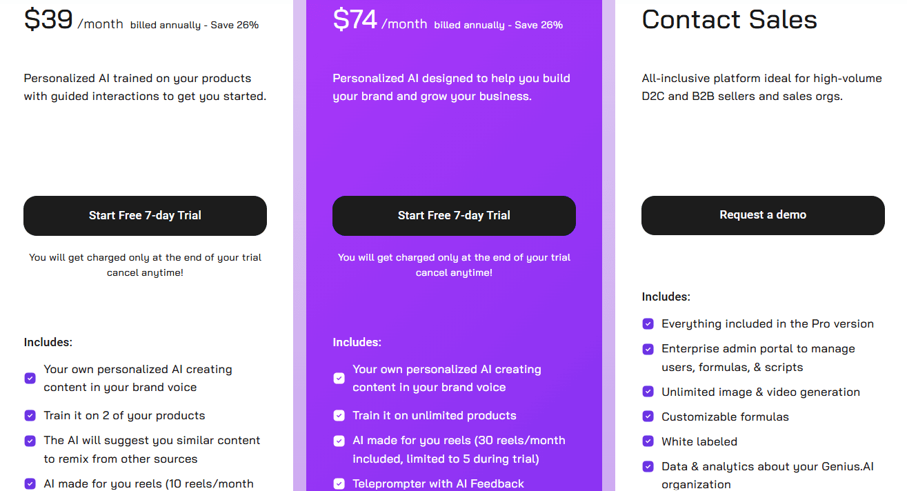 Genius ai regular pricing