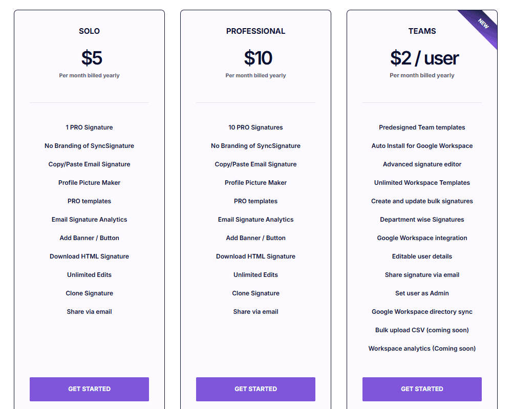 SyncSignature regular pricing