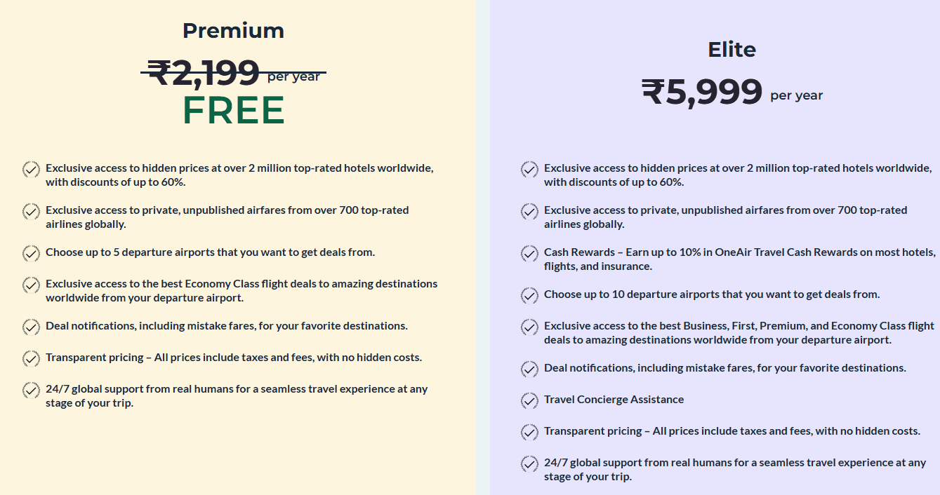oneair regular pricing