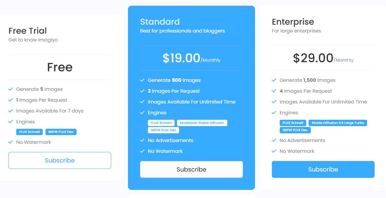 Imagiyo Regular pricing