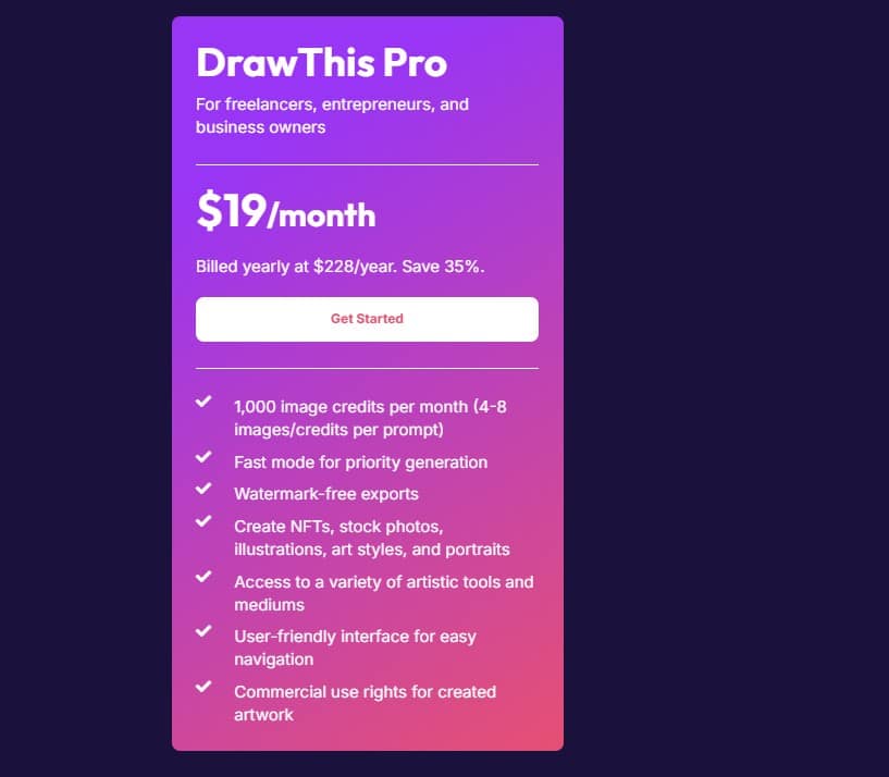 Drawthis regular pricing
