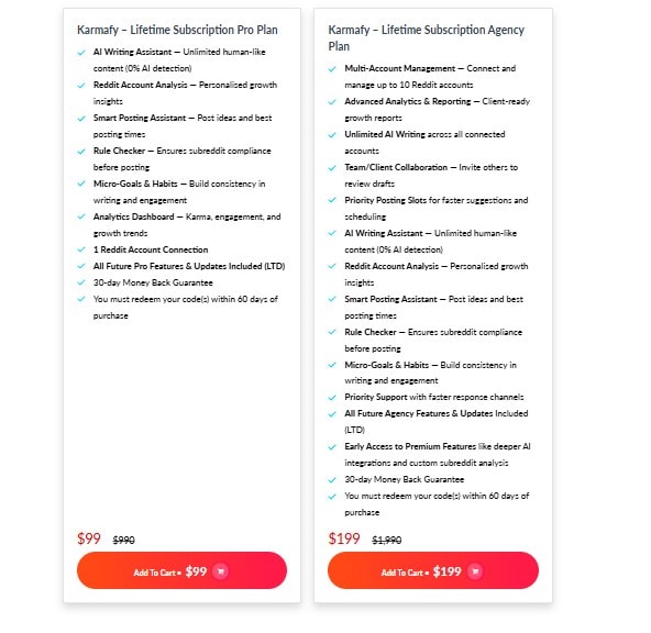 AI Reddit Content Tool for Karmafy Lifetime Deal - Software & Marketing Tech.