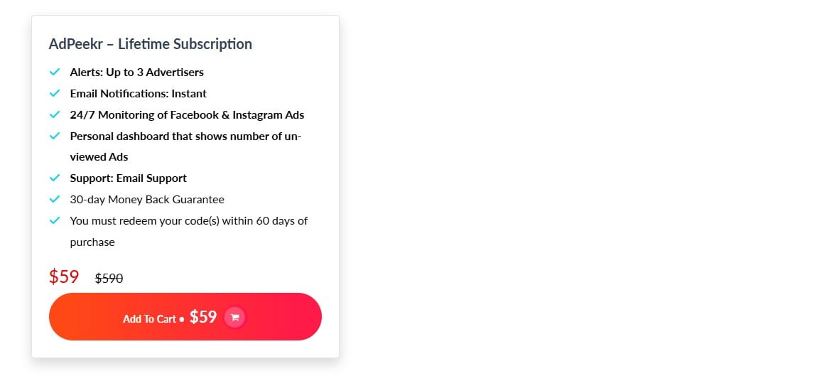 AdPeekr Dealify Price