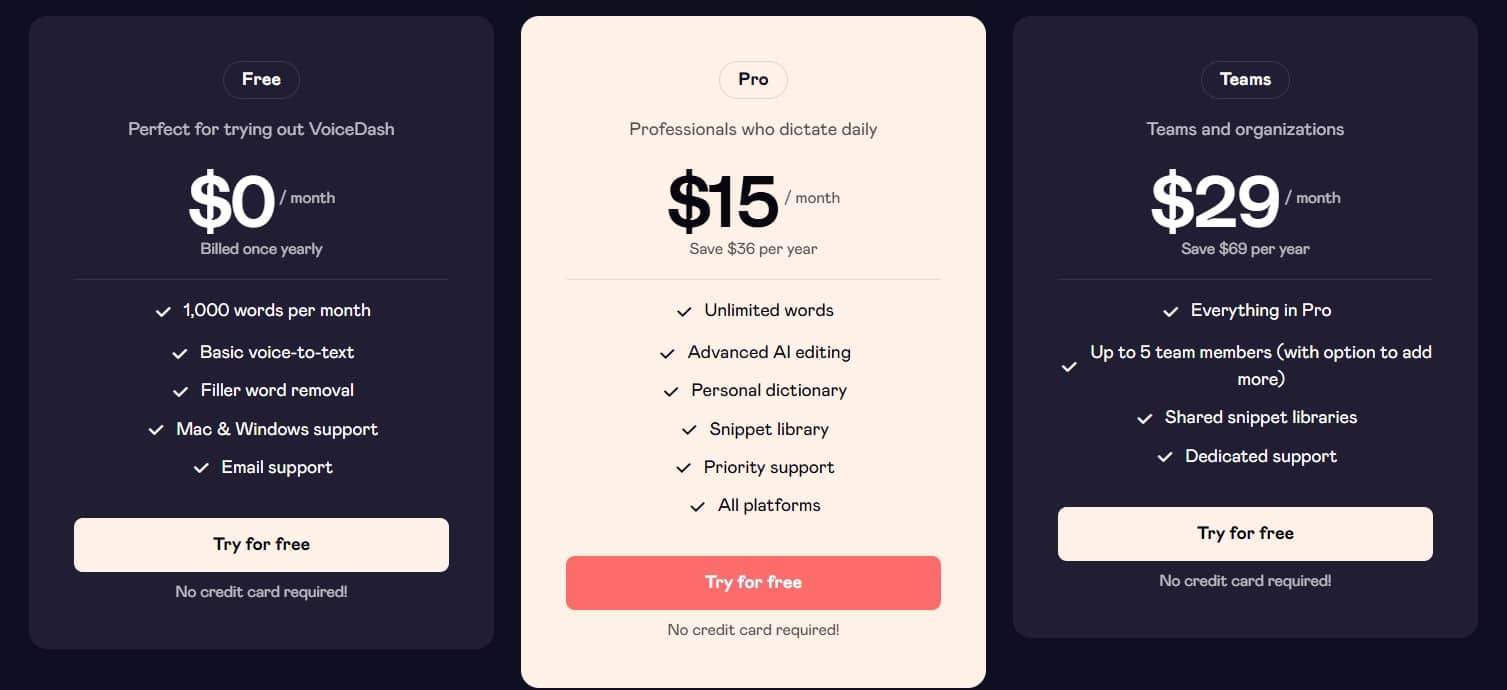 voicedash regular pricing